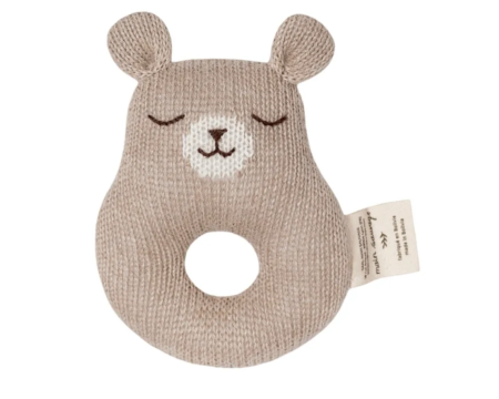 Hochet ourson sable en laine d'alpaga