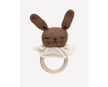 Anneau de dentition en laine d'alpaga lapin, brun