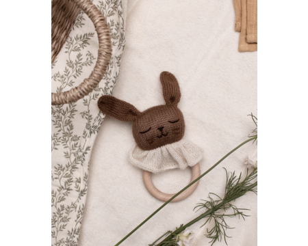 Anneau de dentition en laine d'alpaga lapin, brun