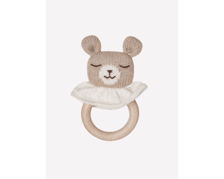 Anneau de dentition en laine d'alpaga ourson, sable