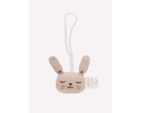 Hochet feuille à suspendre lapin en laine d'alpaga