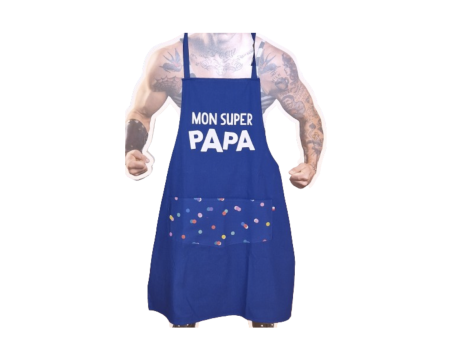 Tablier adulte "MON SUPER PAPA" - Bleu outremer