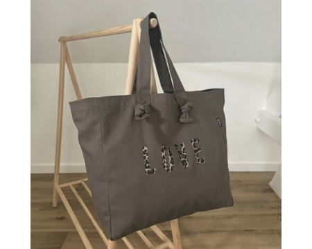 Cabas LOVE (taupe, léopard) ML