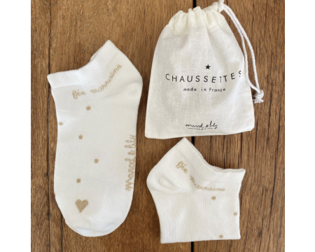 Socquettes "fée marraine" avec pochon en coton 36/41