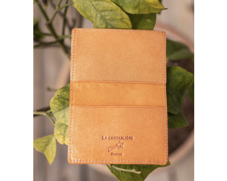 Étui Double à Cartes - LA CARTABLIERE - cuir pailleté Brin d'Herbe