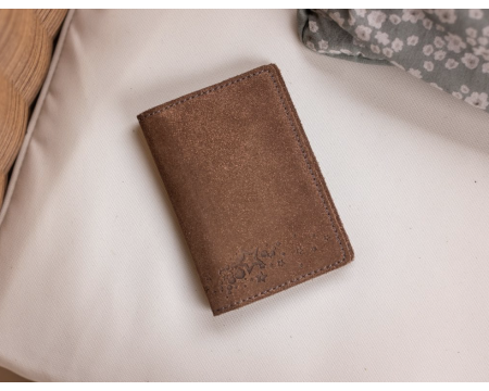 Étui Double à Cartes - LA CARTABLIERE - cuir pailleté Marron cuivré