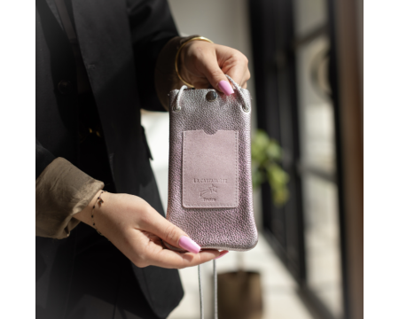 Pochette de Téléphone - LA CARTABLIÈRE - cuir pailleté ou métalisé