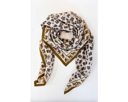 Big foulard Dupatta Léopard Macadamia APACHES