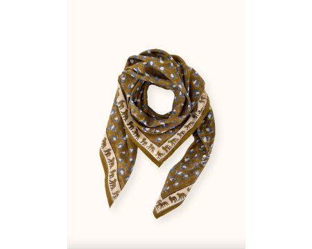 Big foulard Dupatta Léopard Tapenade APACHES