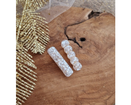 Barrette résine - bulles - Blanc reflets 