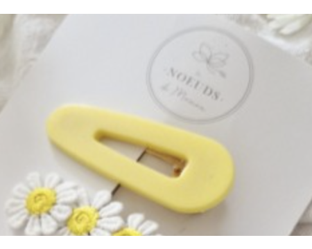 Barrette résine - arrondie - Pastel jaune