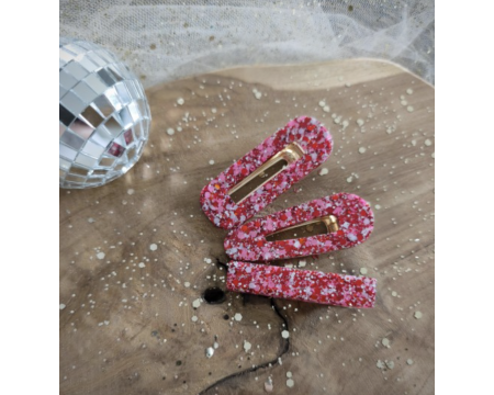 Barrette résine - arrondie - Pink Christmas