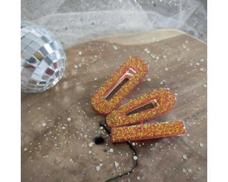 Barrette résine - arrondie - Rouge pétillant