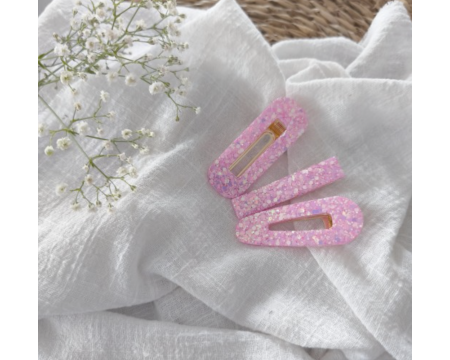 Barrette résine - barre - Rose girly