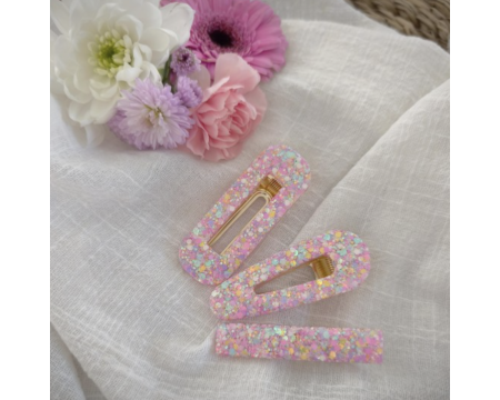 Barrette résine - arrondie - Licorne