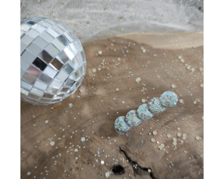 Barrette en résine - arrondie - Silver/Reflets roses