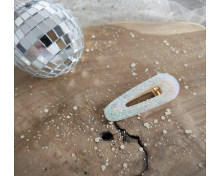 Barrette en résine - arrondie - Plume