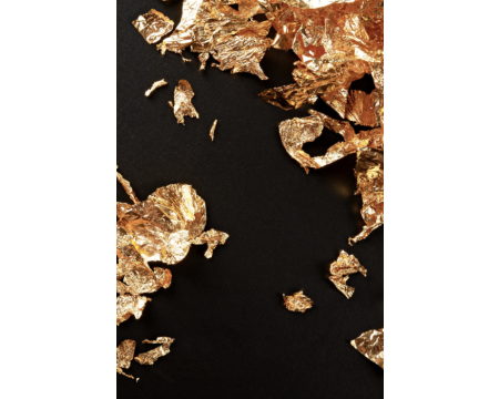 Barrette en résine - arrondie - Noir / Feuilles d'or