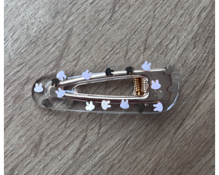 Barrette en résine - arrondie - Lapin