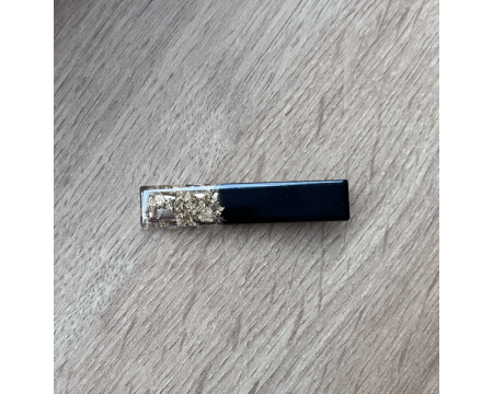 Barrette en résine - barre - Noir / Feuilles d'or