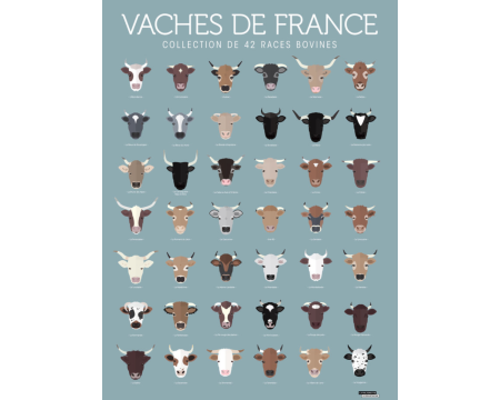 Affiche "Vaches de France" - LA MAJORETTE A MOUSTACHE