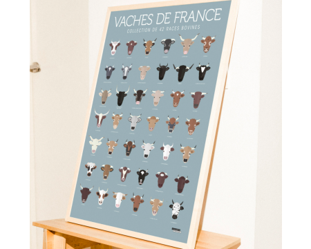 Affiche "Vaches de France" - LA MAJORETTE A MOUSTACHE
