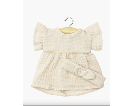 Robe daisy et son headband à noeud rond en gaze de coton mastic MINIKANE