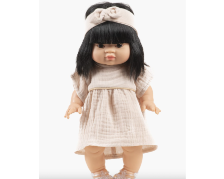 Robe daisy et son headband à noeud rond en gaze de coton mastic MINIKANE