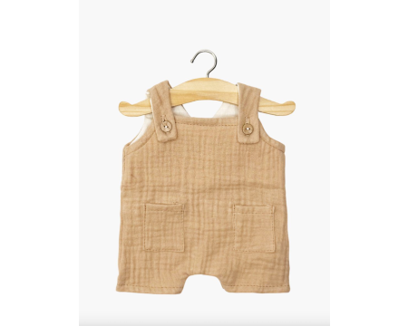 Salopette courte Antonin avec boutons en gaze de coton latté