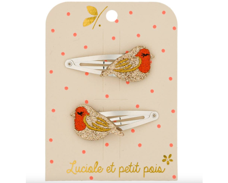 Barrettes Ruby le rouge-gorge (paire)