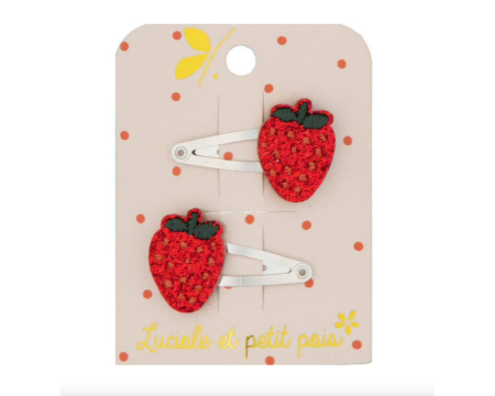 Barrettes mini fraises (paire)