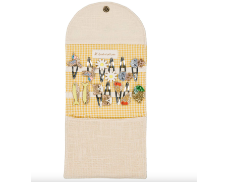 Pochette porte-barrettes citron