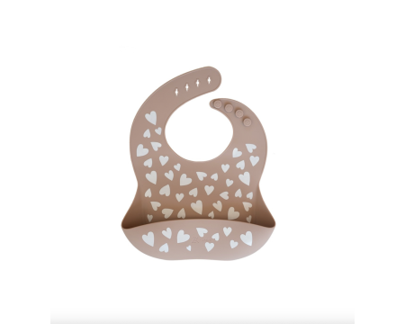Bavoir en silicone Love taupe ZAKUW 