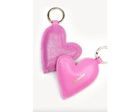 Porte clés en cuir Bichette - framboise