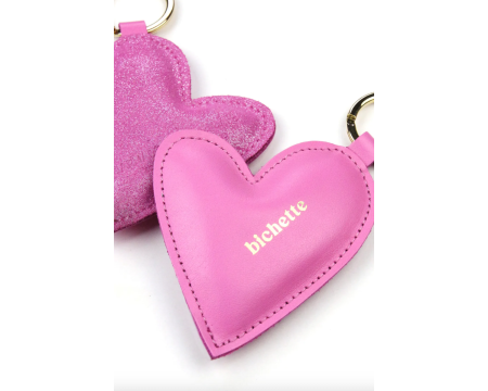 Porte clés en cuir Bichette - framboise