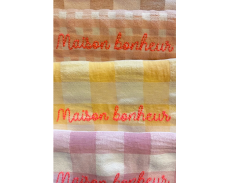Serviette de table vichy brodée - Maison Bonheur