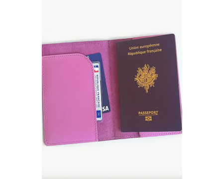 Etui papiers de voiture en cuir - Bubble gum