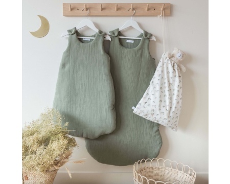 Gigoteuse gaze de coton vert sauge TOG 2 6/24 mois