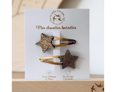 Barrettes doubles – étoile dorée pailletée