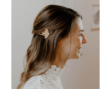 Barrette simple – colombe dorée pailletée