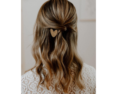 Barrette simple – coeur doré pailleté
