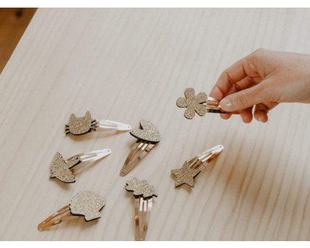 Barrette simple – cooquillage doré pailleté