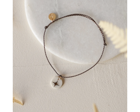 Bracelet médaillon étoile fil noir BAUBELS