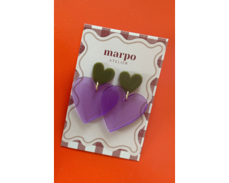 Boucles d'Oreilles  AIME - violet/kaki