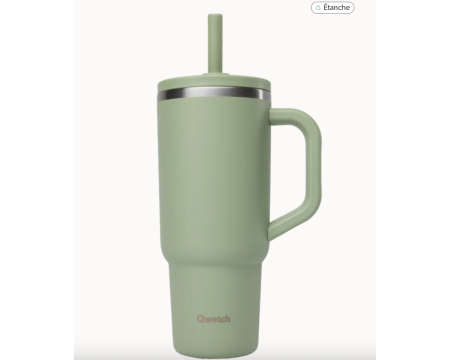 Travel cup isotherme bouchon étanche inox matt 900 ml QWETCH - vert tilleul