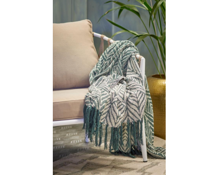 Plaid en coton recyclé Ugento - Vert BLOOMINGVILLE