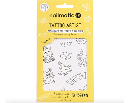 Planche de tatouage à colorier - Animals - Nailmatic 