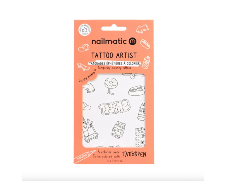 Planche de tatouage à colorier - City world - Nailmatic 