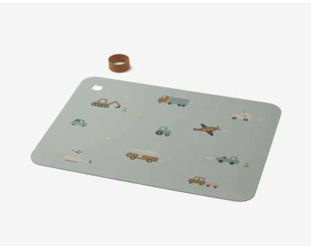 Set de table en silicone Jude - Véhicles/Dove Blue mix - LIEWOOD