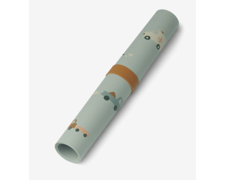 Set de table en silicone Jude - Véhicles/Dove Blue mix - LIEWOOD
